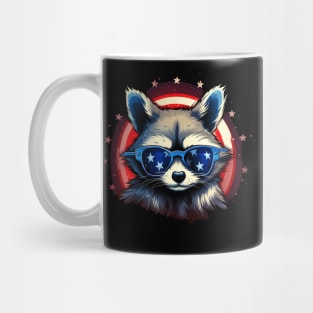 cute raccoon proudly American flaG Mug